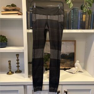 Lululemon Black and Gray Striped Leggings